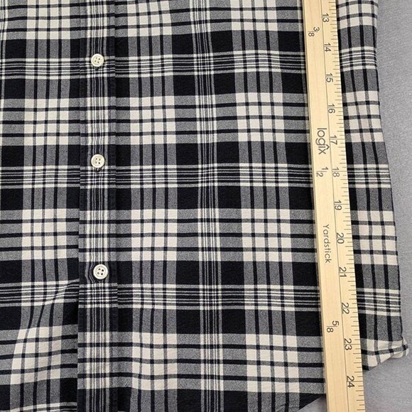 Fossil Button Down Shirt Mens Medium Black White Plaid Long Sleeve Pocket - Picture 7 of 10